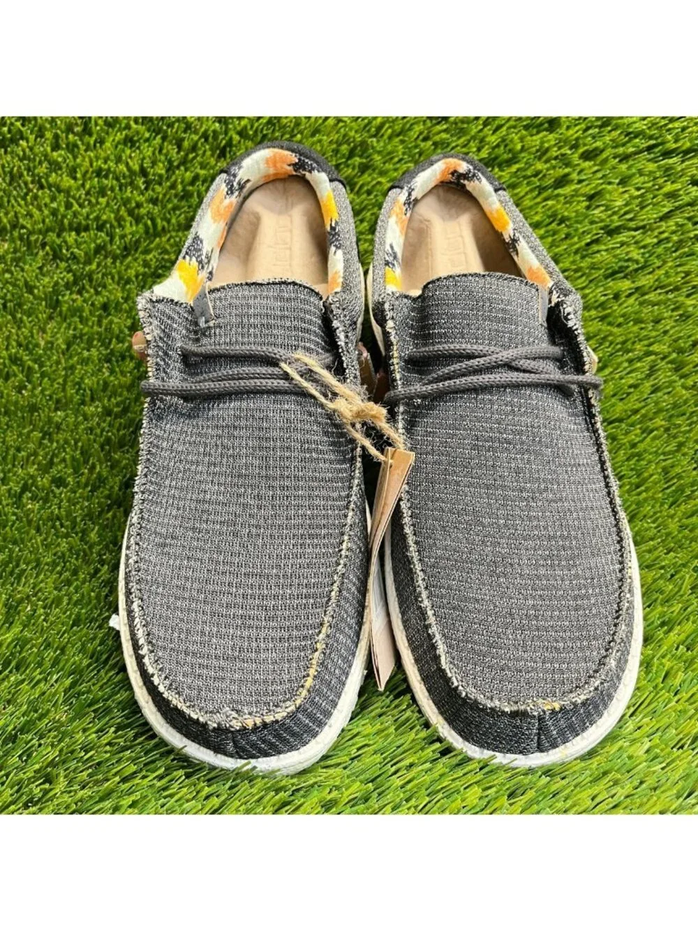 Hey Dude Wally Eco Sox Charcoal Gray Mens Size 8 Casual Walking Slip-On Shoes